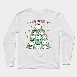 Christmas tree with kittens - meowy christmas Long Sleeve T-Shirt